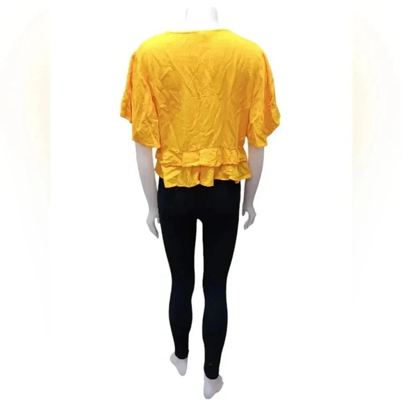 Asos EUC  Wrap Style Yellow S/S Blouse Size 12 - Picture 4 of 8